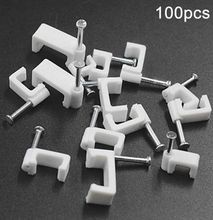100pcs 9mm Cable Clips Mount Steel Nail Wire Wall Hanging Screw